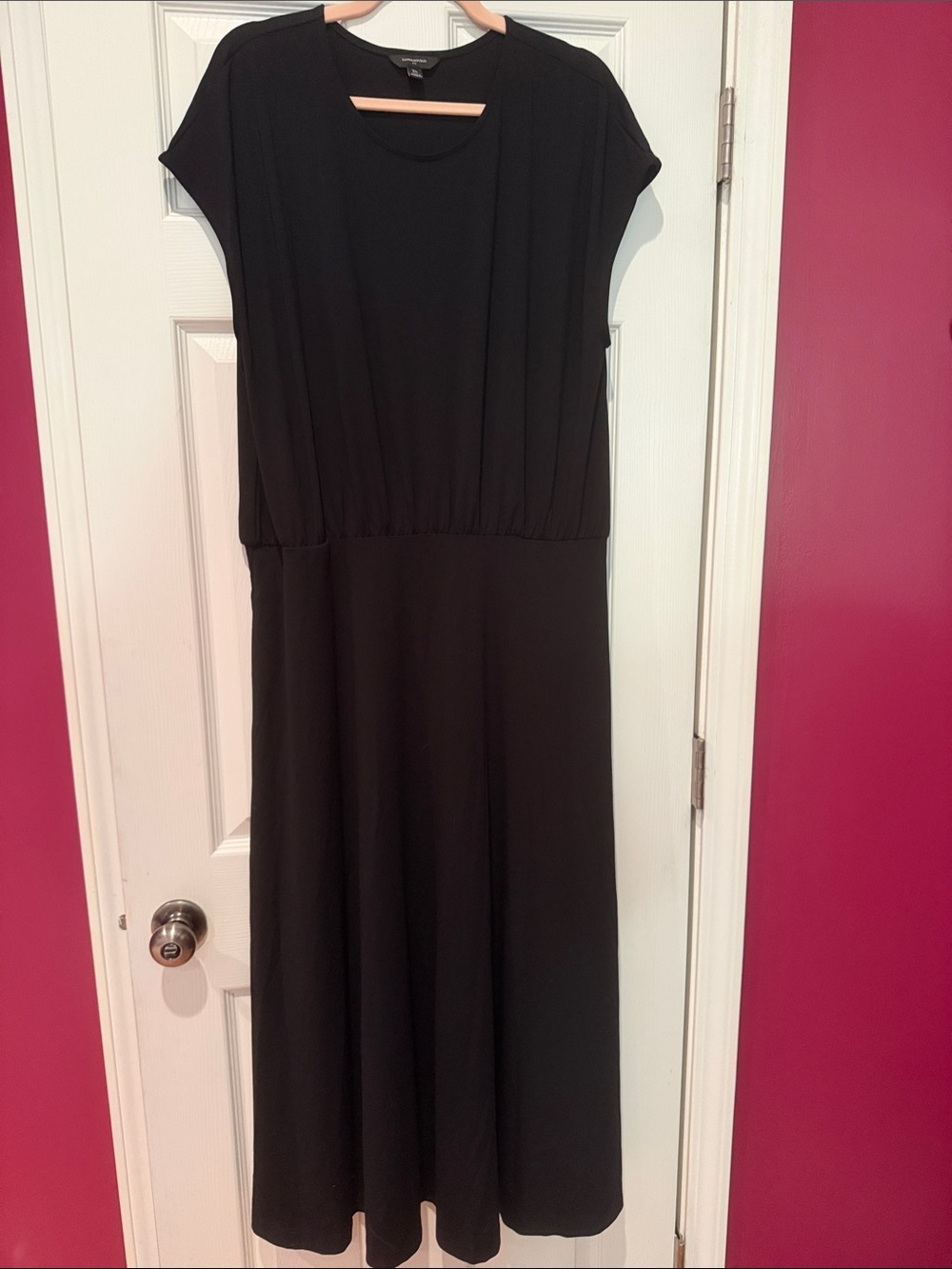Eileen Fisher Black Short-Sleeve Maxi Dress - XL TALL